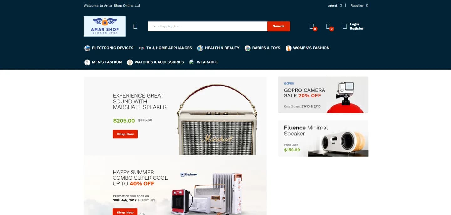 Amar Shop Online homepage